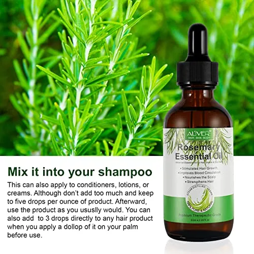 Olio Essenziale di Rosmarino per Capelli Crescita, Rosemary Essential Oil for Hair Growth, per Capelli Secchi e Danneggiati, Stimolano la Crescita dei Capelli, Nutrono Il Cuoio Capelluto, 60 ml