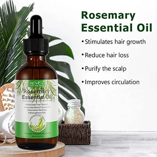 Olio Essenziale di Rosmarino per Capelli Crescita, Rosemary Essential Oil for Hair Growth, per Capelli Secchi e Danneggiati, Stimolano la Crescita dei Capelli, Nutrono Il Cuoio Capelluto, 60 ml