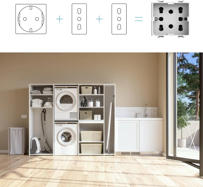 Modulo Presa Multistandard Schuko/Bipasso Bianco - Compatibile GEWISS SYSTEM Side 4Box