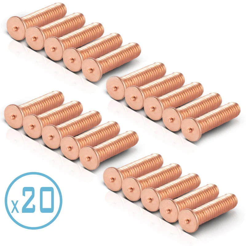 STAHLWERK Schweißbolzen M4x18 Gewinde 20er Set, Smart Repair Zubehör für Ausbeulspotter | Dellenlifter | Punktschweißgerät | Ausbeulwerkzeug zur professionellen Reparatur von Kfz Karosserien