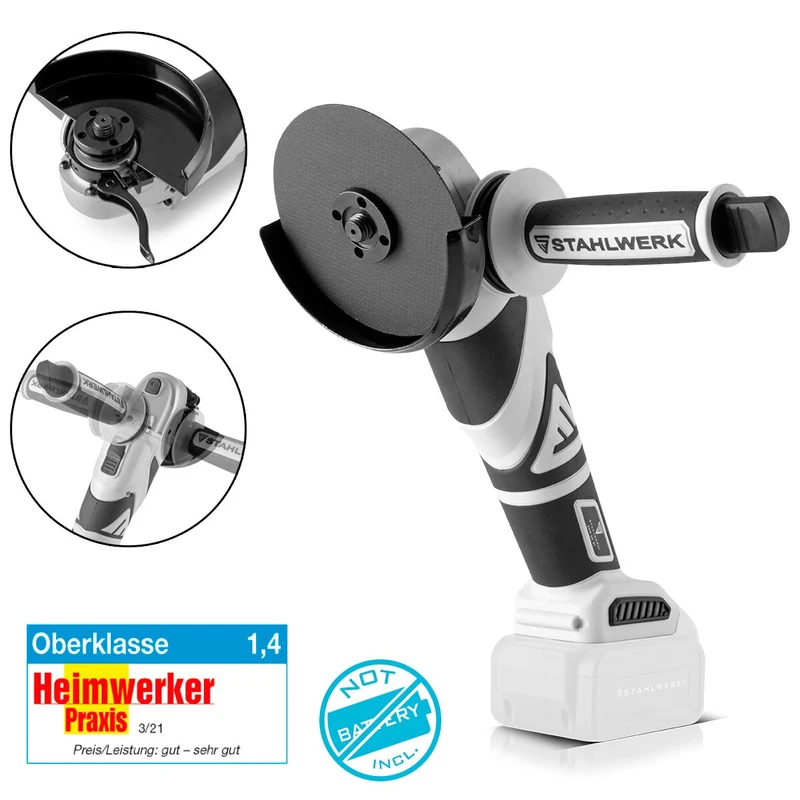 STAHLWERK Brushless Akku Winkelschleifer AWS-20 ST Solo | 20 Volt-System | 0 - 7500 min-1 | Scheibengrößen 115 mm & 125 mm | Trennschleifer | Trennhexe | 7 Jahre Garantie