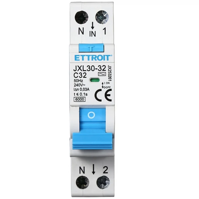 Ettroit interruttore magnetotermico differenziale salvavita 1 modulo 1P+N 32A n 0,03 6000 | jx253261