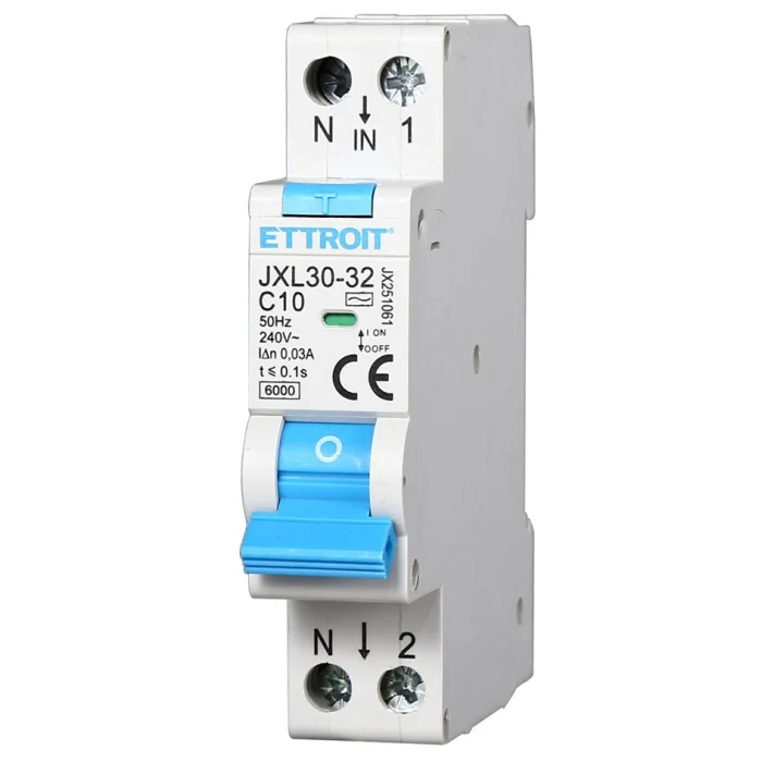 Ettroit interruttore magnetotermico differenziale salvavita 1 modulo 1P+N 10A n 0,03 6000 | jx251061