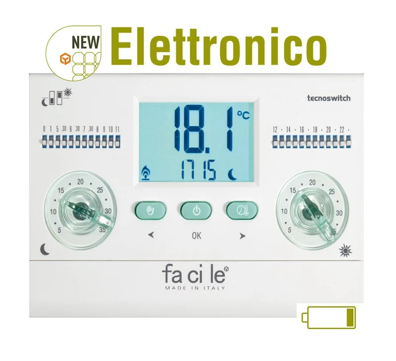 CRONOTERMOSTATO GIORNALIERO DA PARETE FACILE |TECNO SWITCH | COD. CR135BI |