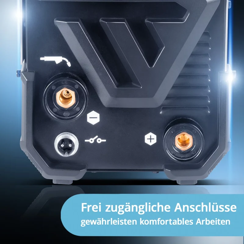 STAHLWERK Schweißgerät Mini FLUX 120 ST Digital mit 120 A Vollausstattung, synergischem Drahtvorschub, Lift-TIG und ARC/MMA Funktion zum Schweißen ohne Schutzgas