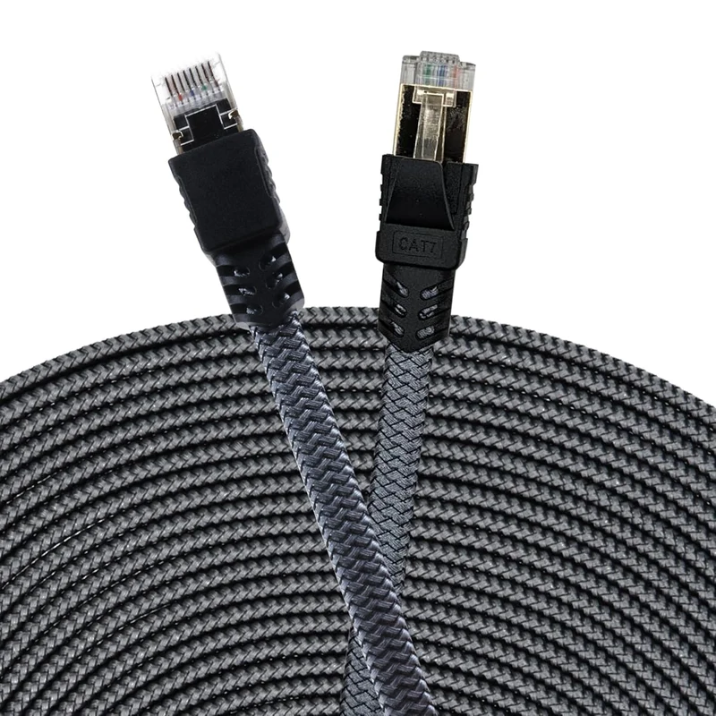 10m CAT7 network cable - gray/silver, Gigabit Ethernet LAN cable - 10000 Mbit/s - Highspeed patch cable Cat.7 raw cable S/FTP PIMF shielding