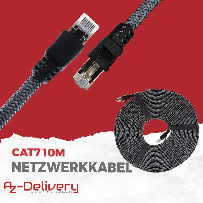 10m CAT7 network cable - gray/silver, Gigabit Ethernet LAN cable - 10000 Mbit/s - Highspeed patch cable Cat.7 raw cable S/FTP PIMF shielding