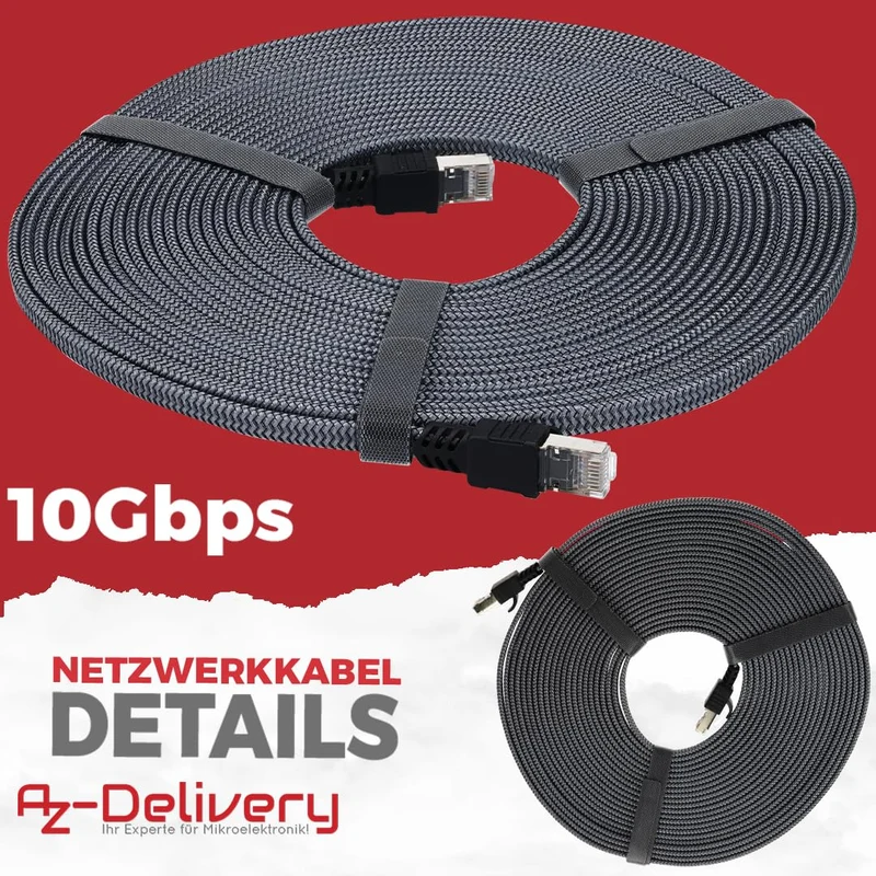 10m CAT7 network cable - gray/silver, Gigabit Ethernet LAN cable - 10000 Mbit/s - Highspeed patch cable Cat.7 raw cable S/FTP PIMF shielding