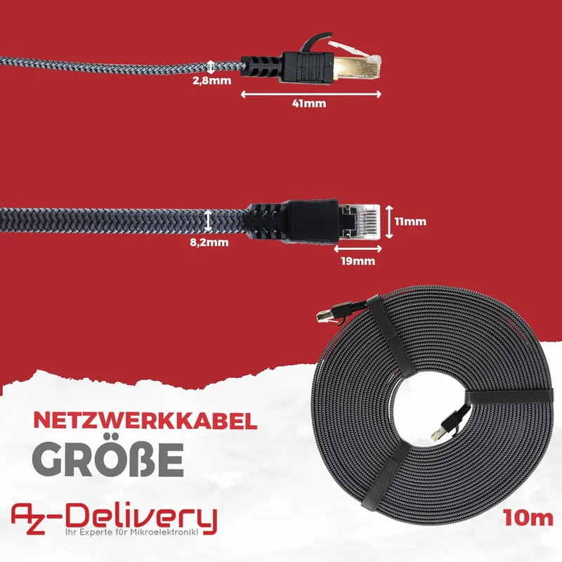 10m CAT7 network cable - gray/silver, Gigabit Ethernet LAN cable - 10000 Mbit/s - Highspeed patch cable Cat.7 raw cable S/FTP PIMF shielding