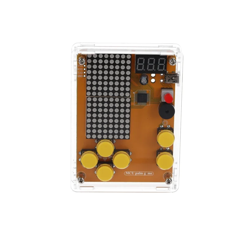 DIY electronics kit - game console with transparent housing, retro handheld electronics kit for beginners & advanced, soldering set for soldering & tinkering with LED matrix and point ad