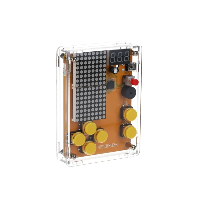 DIY electronics kit - game console with transparent housing, retro handheld electronics kit for beginners & advanced, soldering set for soldering & tinkering with LED matrix and point ad