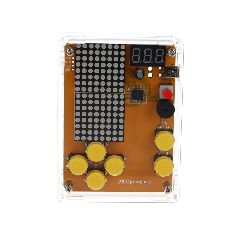 DIY electronics kit - game console with transparent housing, retro handheld electronics kit for beginners & advanced, soldering set for soldering & tinkering with LED matrix and point ad