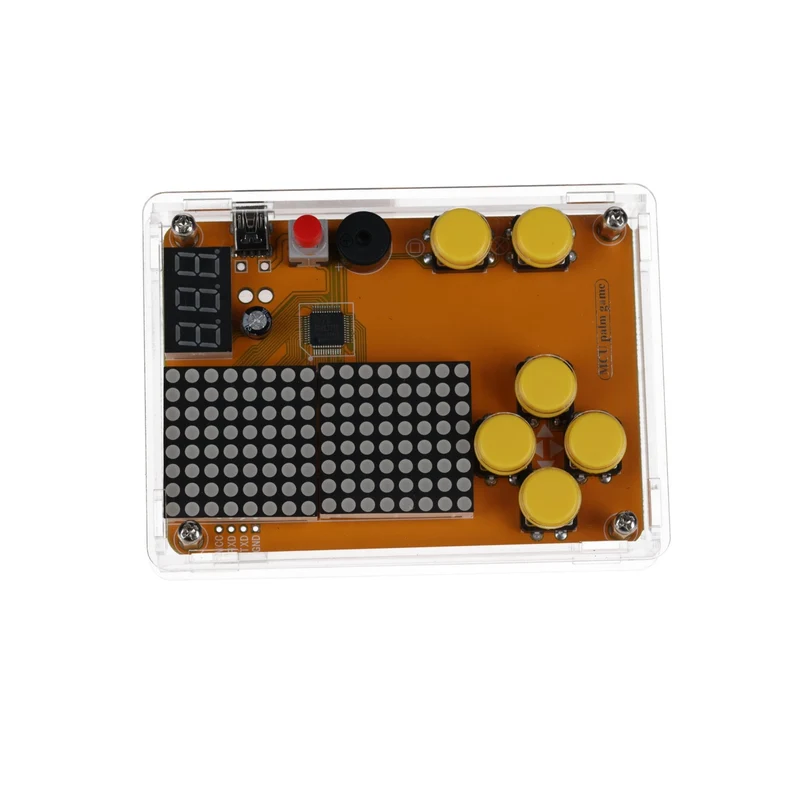 DIY electronics kit - game console with transparent housing, retro handheld electronics kit for beginners & advanced, soldering set for soldering & tinkering with LED matrix and point ad