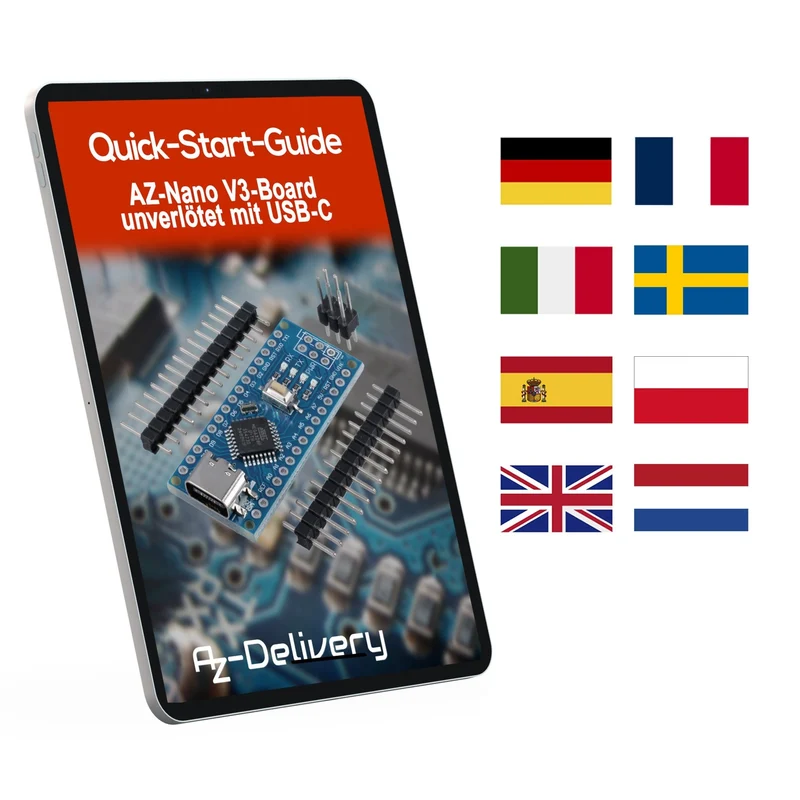 AZ-Nano V3 board set with USB-C connection | Atmega CH340 chip Atmega328 CH340 | compatible with Arduino, Arduino Pro Micro and Arduino Nano V3