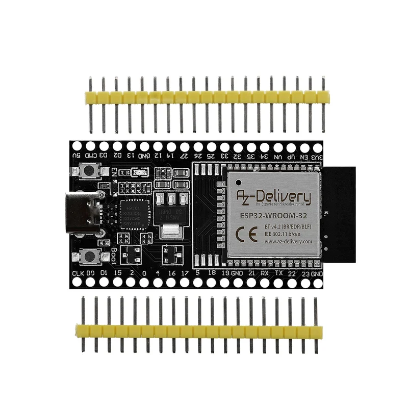 ESP-32 Dev Kit C unverlötet NodeMCU Module WLAN mit USB-C Anschluss WiFi Development Board mit CP2102 (Nachfolgermodell zum ESP8266) kompatibel mit Arduino