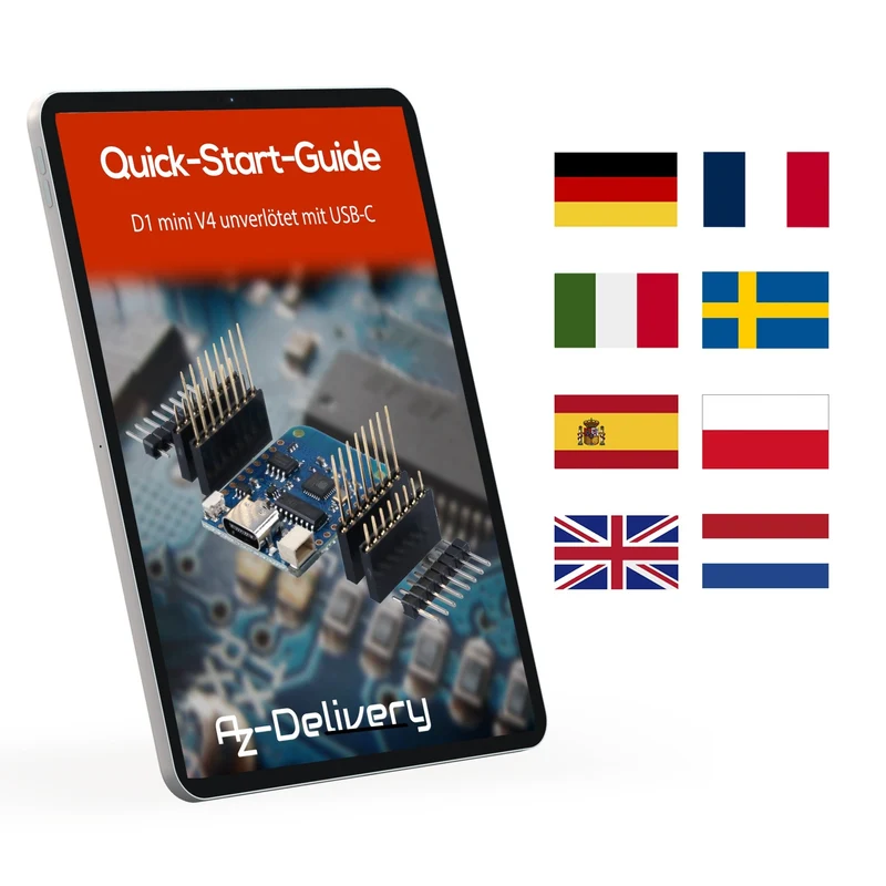 D1 Mini V4 NodeMCU ESP8266EX WLAN module with USB-C connection compatible with Arduino