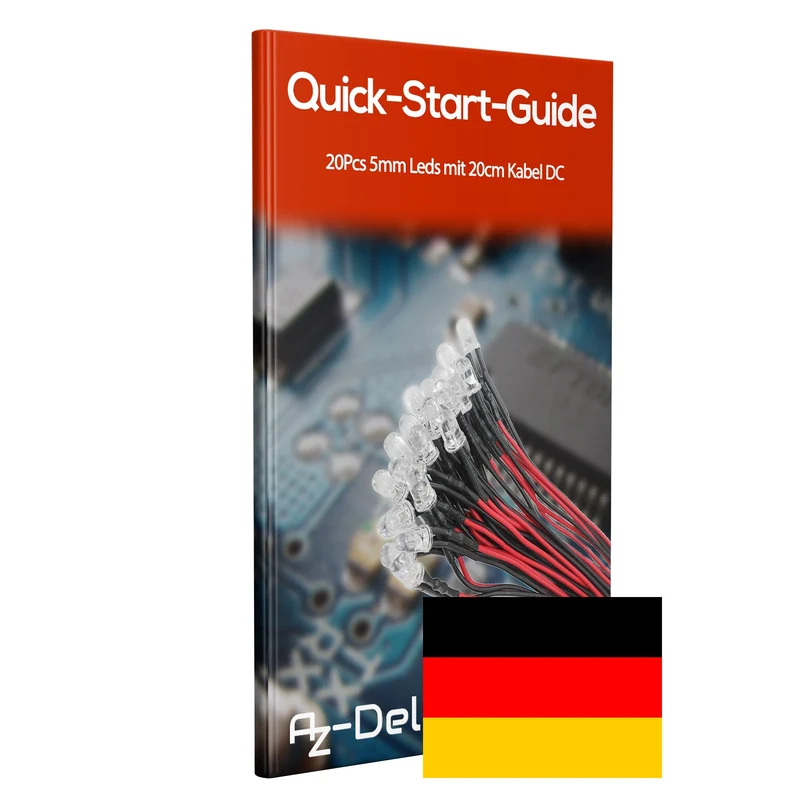 20 Stück 5mm LEDs mit 20cm Kabel DC 12V fertig verkabelt + 5mm LED Montageringe