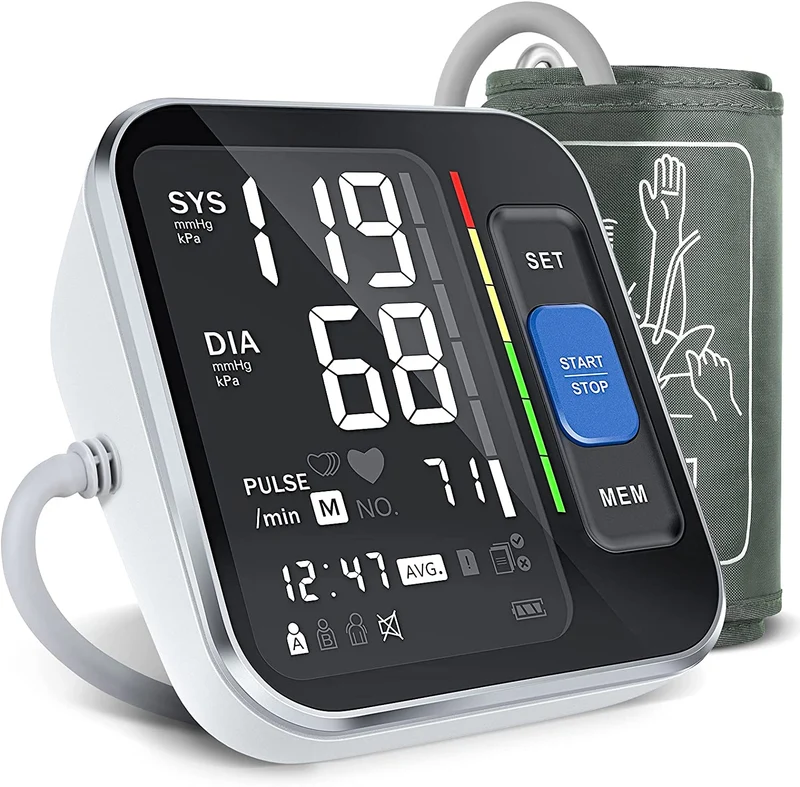 Misuratore di Pressione da Braccio Digitale, Misurazione Automatic di Pressione Arteriosa e Battito Cardiaco,Comoda Custodia per Trasporto,Grande Display Retroilluminato(22-40cm)