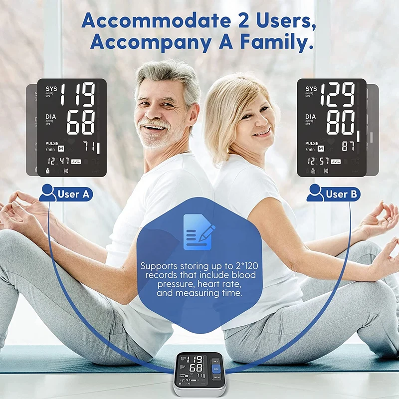 Misuratore di Pressione da Braccio Digitale, Misurazione Automatic di Pressione Arteriosa e Battito Cardiaco,Comoda Custodia per Trasporto,Grande Display Retroilluminato(22-40cm)