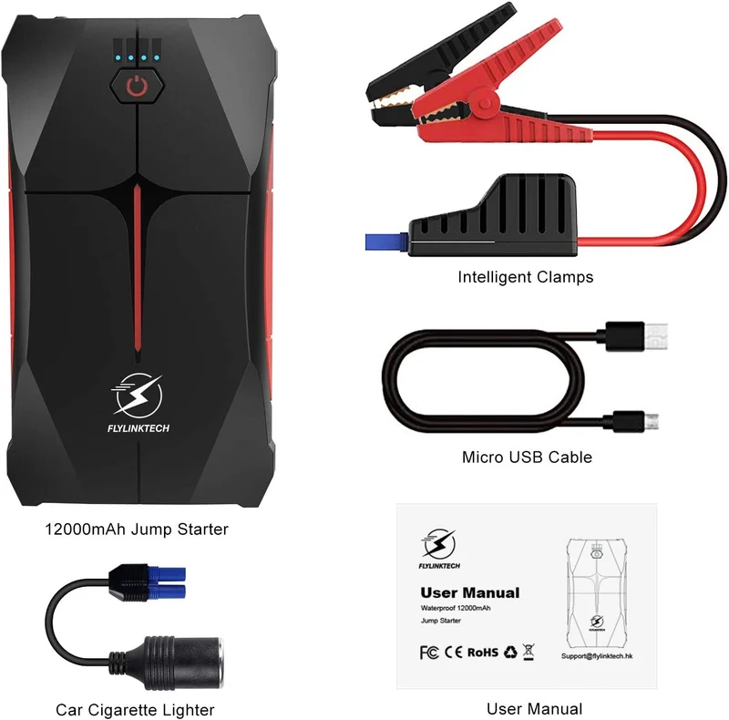 Avviatore Emergenza per Auto- 800A 13200mAh Avviatore Portatile per Motore Benzina,Impermeabile IP67, fino a 5,0L Ges o 4,0L Diesel, 12V Jump Starter, Torcia a LED