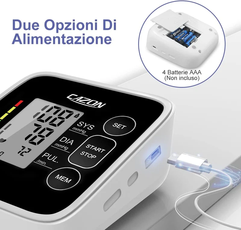 CAZON Misuratore di Pressione Sanguigna, Misuratore di Pressione Sanguigna Digitale Automatico da Braccio per uso domestico Misuratore di frequenza cardiaca (Nero)