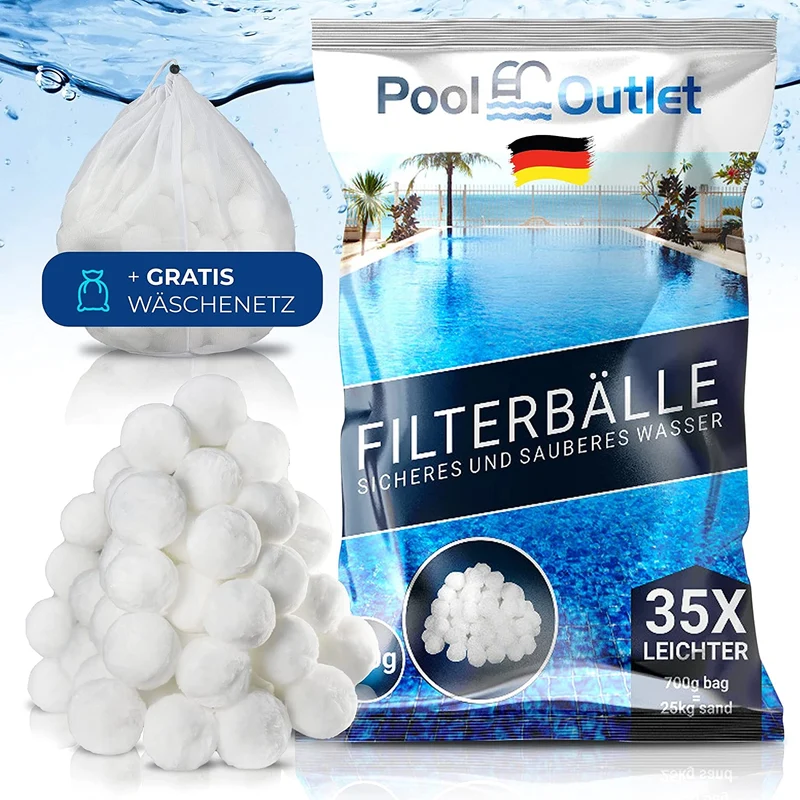 pooloutlet 700 g Filtro Balls Palline filtranti di Alta qualità per Piscine Filtro Piscina – Adatto a Vari Filtro a Sabbia – può Sostituire la da 25 kg Sabbia per Filtro Piscina, Bianco, 5 cm