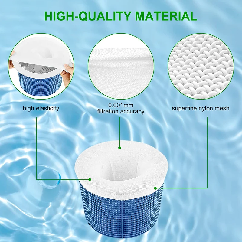 flintronic Calzini da Skimmer per Piscina, 12Pezzi Calzini Skimmer Piscina, Pool Skimmer, Calze da Filtro per Skimmer, Rete per Filtro Piscina per Pulizia di Foglie e Detriti con Piscina Test Strisce