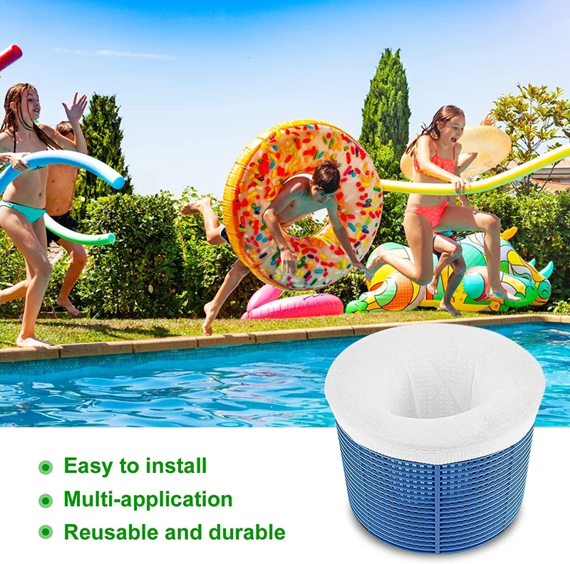 flintronic Calzini da Skimmer per Piscina, 12Pezzi Calzini Skimmer Piscina, Pool Skimmer, Calze da Filtro per Skimmer, Rete per Filtro Piscina per Pulizia di Foglie e Detriti con Piscina Test Strisce