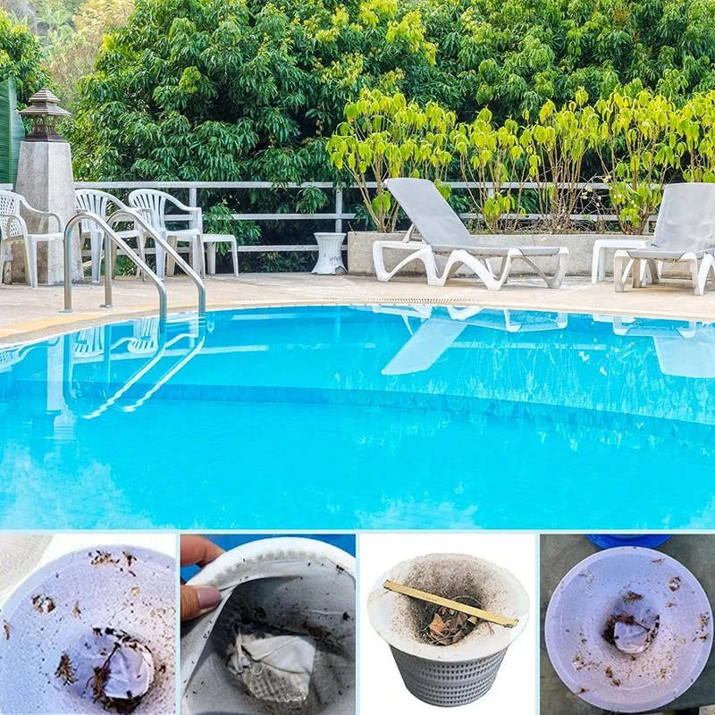 flintronic Calzini da Skimmer per Piscina, 12Pezzi Calzini Skimmer Piscina, Pool Skimmer, Calze da Filtro per Skimmer, Rete per Filtro Piscina per Pulizia di Foglie e Detriti con Piscina Test Strisce