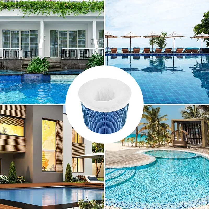 flintronic Calzini da Skimmer per Piscina, 12Pezzi Calzini Skimmer Piscina, Pool Skimmer, Calze da Filtro per Skimmer, Rete per Filtro Piscina per Pulizia di Foglie e Detriti con Piscina Test Strisce