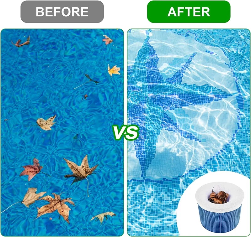 flintronic Calzini da Skimmer per Piscina, 12Pezzi Calzini Skimmer Piscina, Pool Skimmer, Calze da Filtro per Skimmer, Rete per Filtro Piscina per Pulizia di Foglie e Detriti con Piscina Test Strisce