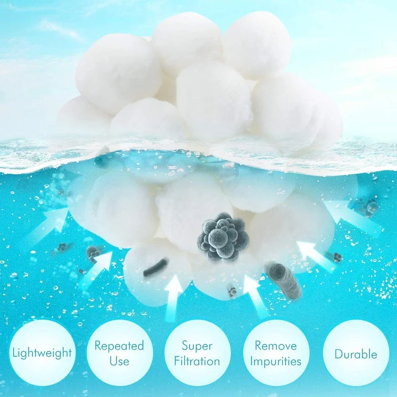Viilich 700g Filtro Balls,Palline Filtranti per Piscina,Filtro a Sfera di filtrazione Sfere Filtrante in Polietilene Anziché 25 kg di Sabbia Filtrante,Utilizzate in Pompe Filtranti e Acquari