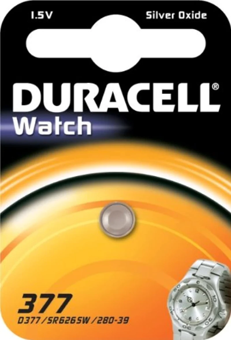 Duracell 377, SR626SW SB-AW AG4, pila da 1,55 V, ossido d'argento, per orologi