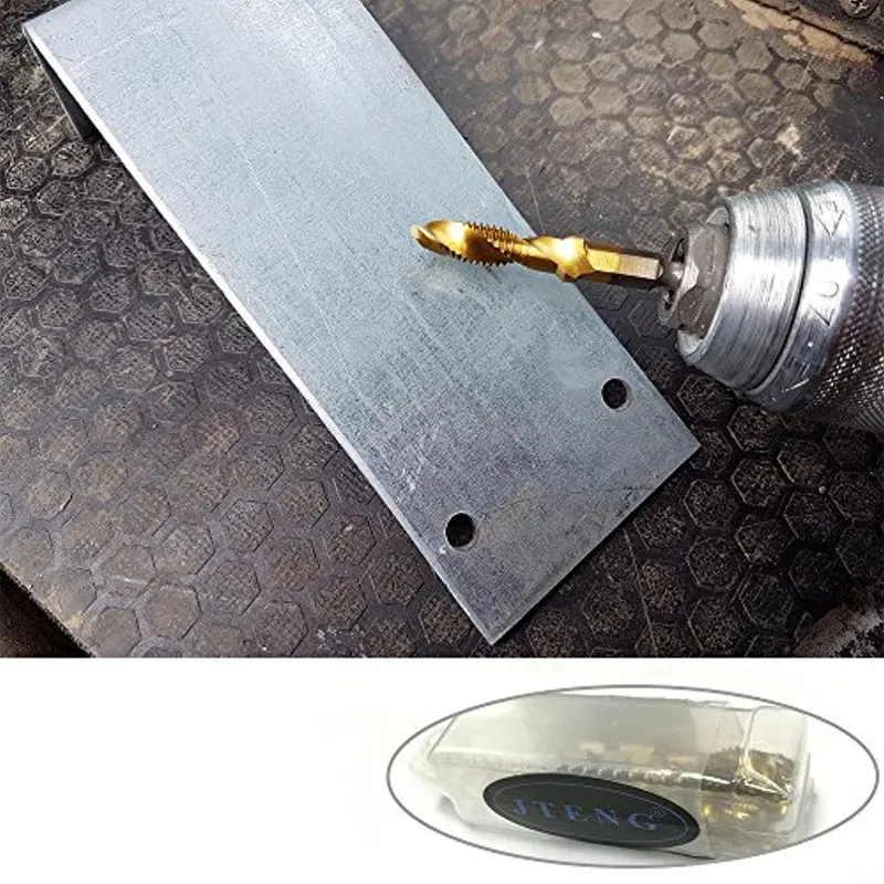 JTENG 6 Pezzi Punte Trapano, Maschi Countersink Tap Drill Bit HSS Imposta Combinazione Attacco Filettare e Svasare l’imboccatura Innesto Esagonale Standard Titanio Tap Trapano， M3/4/5/6/8/10