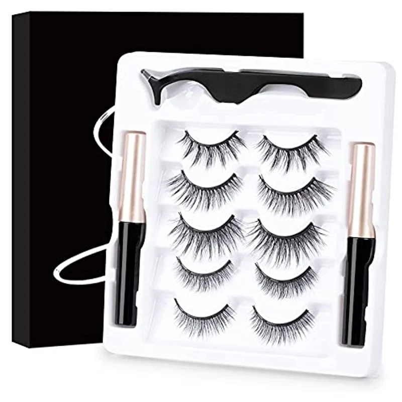 Ciglia Magnetiche con Eyeliner Ciglia Finte Magnetiche Naturali Lunga Durata Riutilizzabile Niente Colla 5 paia Varie 3D Ciglia Finte 2 Magnetico Eyeliner 1 Pinzette…