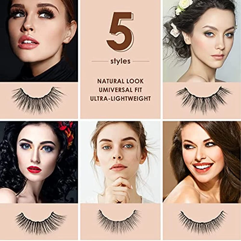 Ciglia Magnetiche con Eyeliner Ciglia Finte Magnetiche Naturali Lunga Durata Riutilizzabile Niente Colla 5 paia Varie 3D Ciglia Finte 2 Magnetico Eyeliner 1 Pinzette…