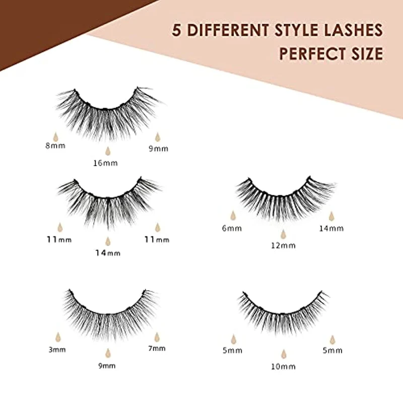 Ciglia Magnetiche con Eyeliner Ciglia Finte Magnetiche Naturali Lunga Durata Riutilizzabile Niente Colla 5 paia Varie 3D Ciglia Finte 2 Magnetico Eyeliner 1 Pinzette…