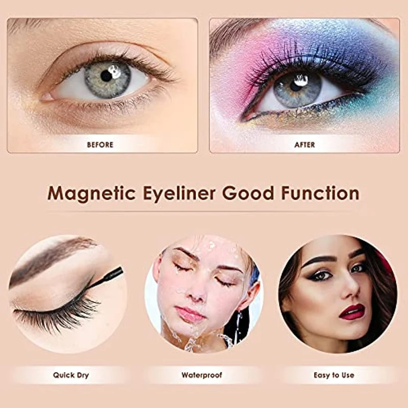 Ciglia Magnetiche con Eyeliner Ciglia Finte Magnetiche Naturali Lunga Durata Riutilizzabile Niente Colla 5 paia Varie 3D Ciglia Finte 2 Magnetico Eyeliner 1 Pinzette…