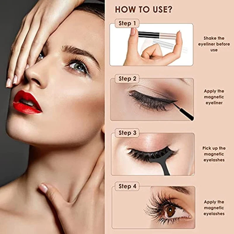 Ciglia Magnetiche con Eyeliner Ciglia Finte Magnetiche Naturali Lunga Durata Riutilizzabile Niente Colla 5 paia Varie 3D Ciglia Finte 2 Magnetico Eyeliner 1 Pinzette…
