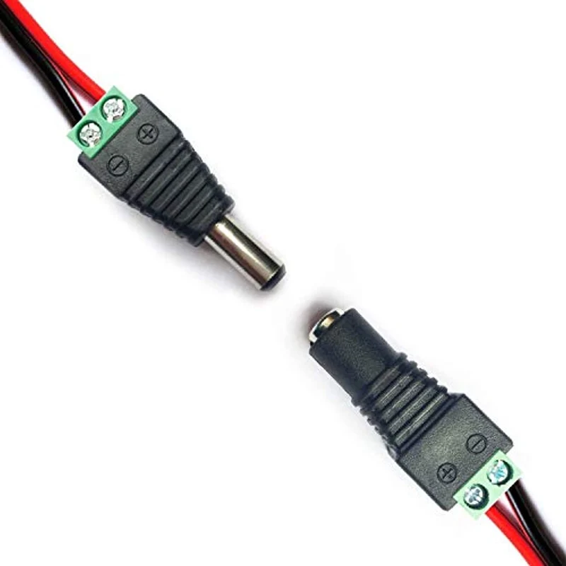 RUNCCI-YUN 20m Cavo di Prolunga per Striscia LED a 2 Pin da 22AWG Cavo LED da 12 V per SMD 3528 2835 5050 5630 LED String LED a Nastro o Altro Dispositivo CC 5 V-24 V+8pcs 2.1*5.5mm Connettore