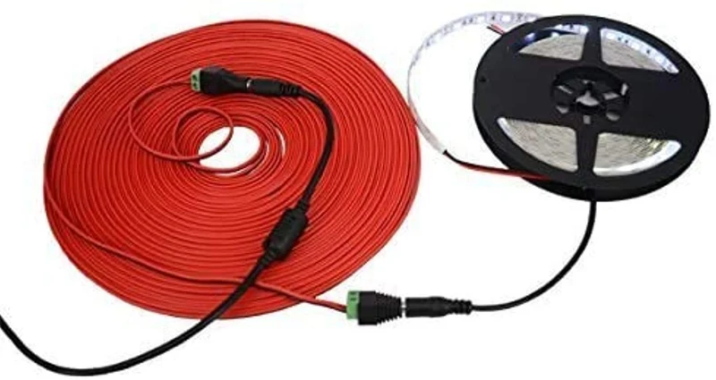 RUNCCI-YUN 20m Cavo di Prolunga per Striscia LED a 2 Pin da 22AWG Cavo LED da 12 V per SMD 3528 2835 5050 5630 LED String LED a Nastro o Altro Dispositivo CC 5 V-24 V+8pcs 2.1*5.5mm Connettore