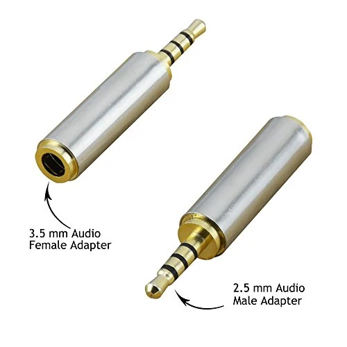 (2 Pack) Gold Plated 2.5mm Male to 3.5mm Oro 2.5 mm maschio a Femmina