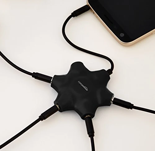 AmazonBasics Sdoppiatore per cuffie audio, con 5 prese, Nero