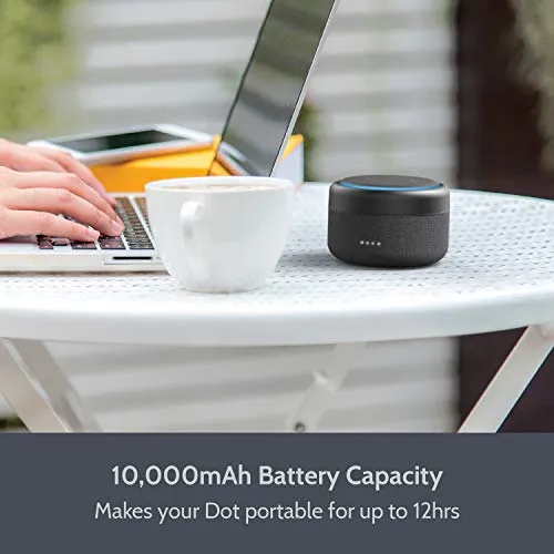 Batteria per Echo Dot 3a Generazione - Base Portatile 12 Ore di Nero