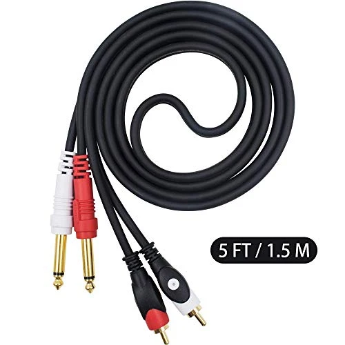 Duttek 5 ft/1.5 m 2 * 6.35 mm 1/Cavo Audio Jack da 10,2 cm Stereo Maschio...
