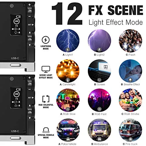 Pixel G1s RGB LED - Luce video integrata, 12 W, luce video, colore pieno e...