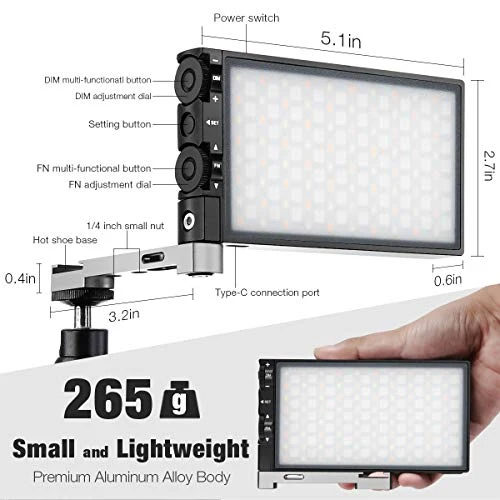Pixel G1s RGB LED - Luce video integrata, 12 W, luce video, colore pieno e...