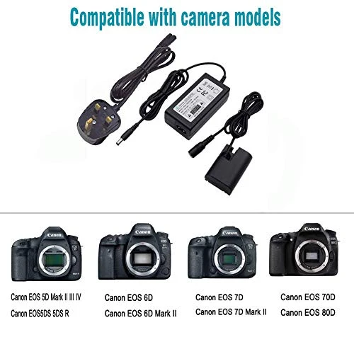ACK-E6 - Kit caricabatterie di ricambio per Canon EOS 70D 7D, 60D 6D,...