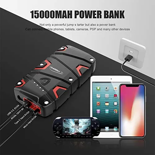 YABER Avviatore Emergenza per Auto, 1200A 15000mAh Batteria Auto...