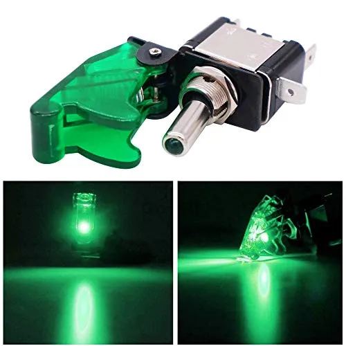 QitinDasen 4Pcs Professionale Auto Interruttore a Levetta, con Verde LED...